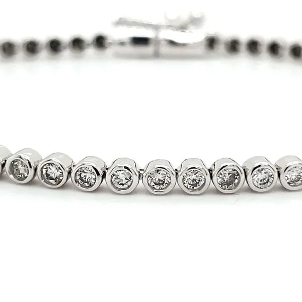 14K White Gold Bezel Set Diamond Bracelet Length 7 Inches Quality Gem LLC Bethel, CT