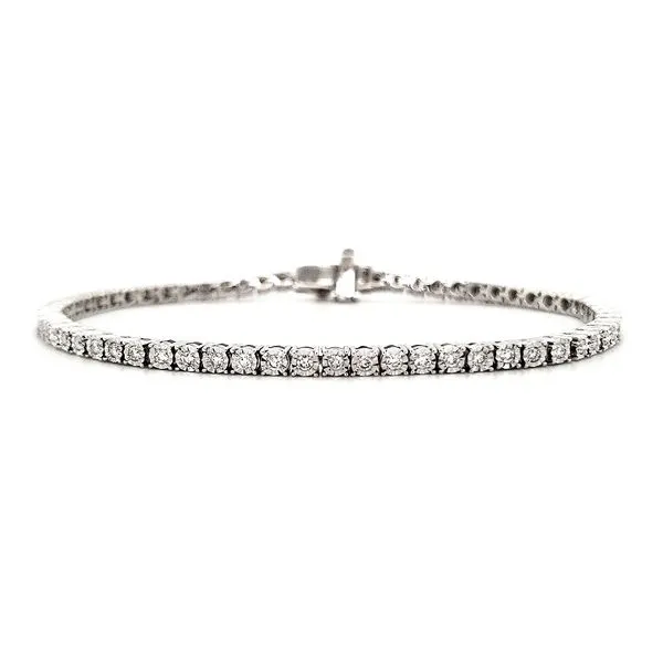 14K White Gold Illusion Set Diamond Tennis Bracelet Length 7 Inches Quality Gem LLC Bethel, CT