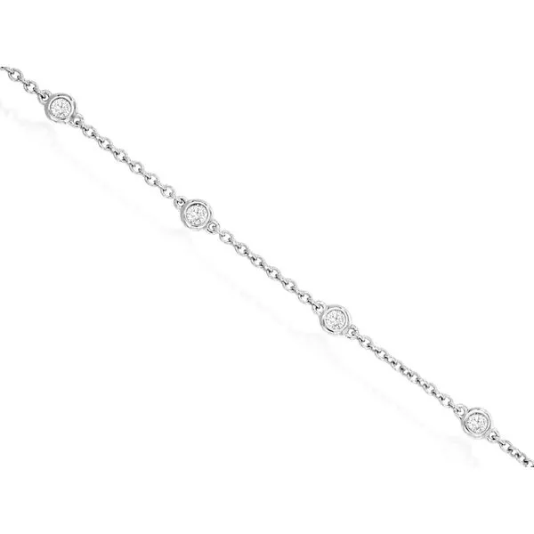 14K White Gold Diamond Station Bracelet Length 7-8 Inches Adjustable Quality Gem LLC Bethel, CT