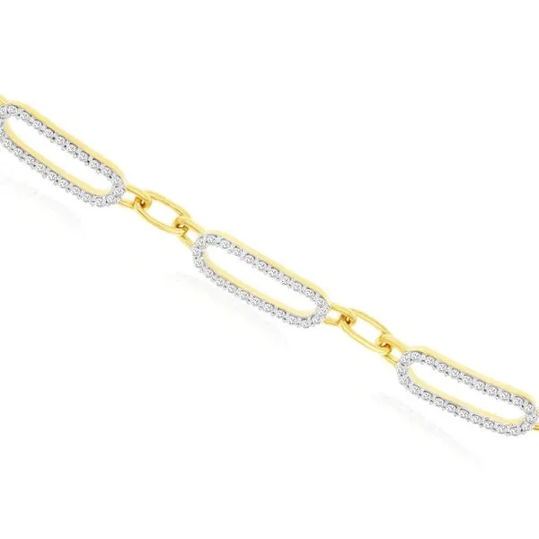 14K Yellow Gold 3 Paperclip Diamond Bracelet Length 7.25 Inches Quality Gem LLC Bethel, CT