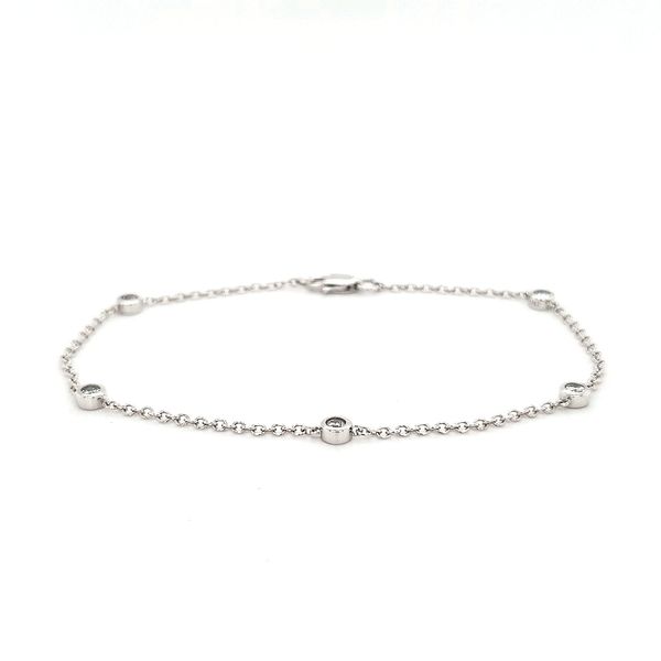 14K White Gold Diamond Station Bracelet length 7 Inches Image 2 Quality Gem LLC Bethel, CT