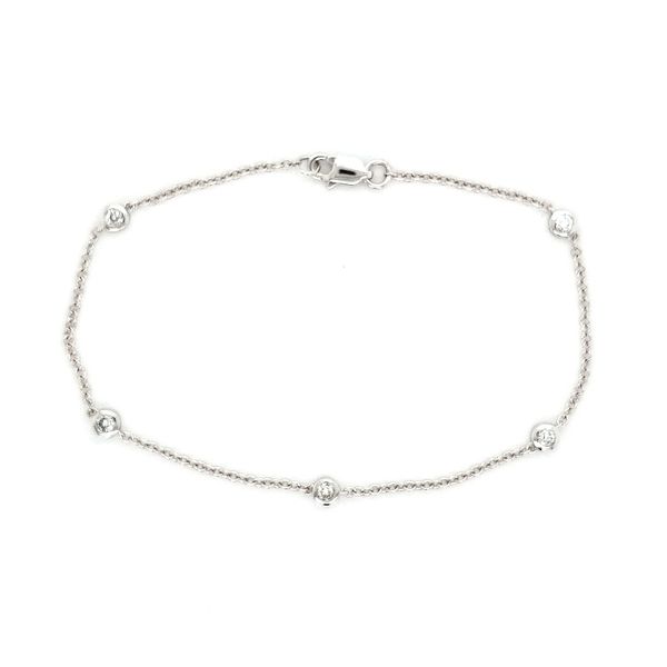 14K White Gold Diamond Station Bracelet length 7 Inches Quality Gem LLC Bethel, CT