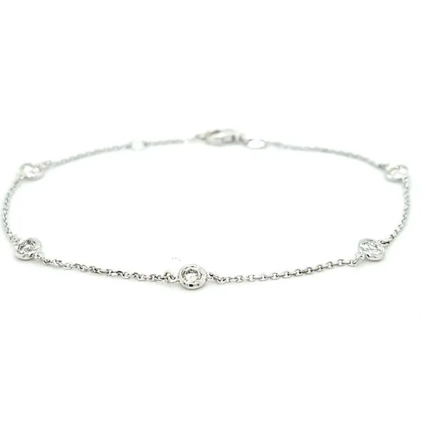 14K White Gold Diamond Station Bracelet Length 7.5 Inches Quality Gem LLC Bethel, CT