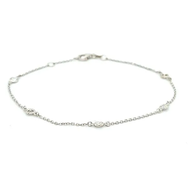 14K White Gold Diamond Station Bracelet Length 7.5 Inches Quality Gem LLC Bethel, CT