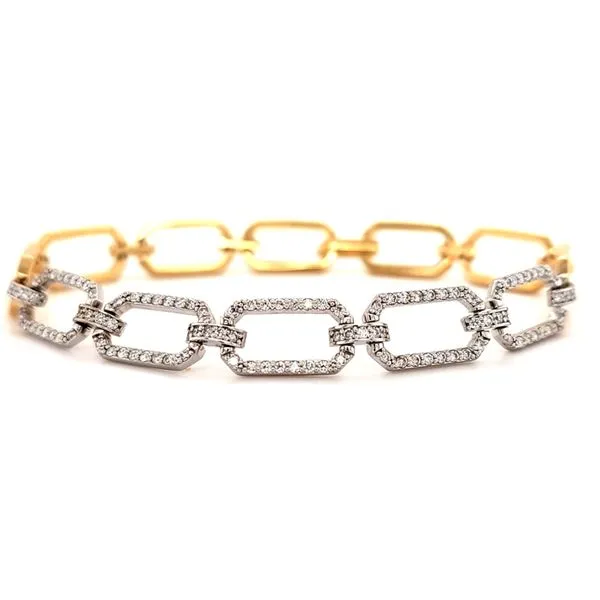 14K Two Tone Octo Link Diamond Bracelet Length 7.25 Inches Quality Gem LLC Bethel, CT