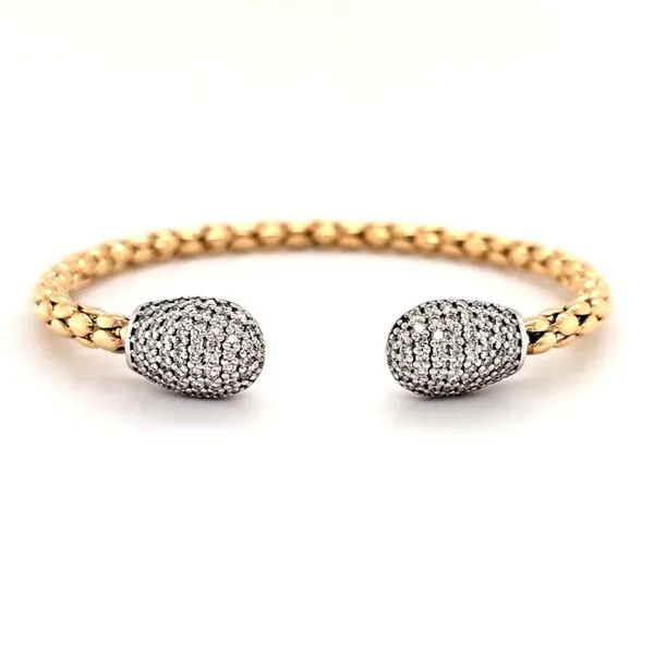 14K Two Tone Woven Cuff Bangle Bracelet Quality Gem LLC Bethel, CT