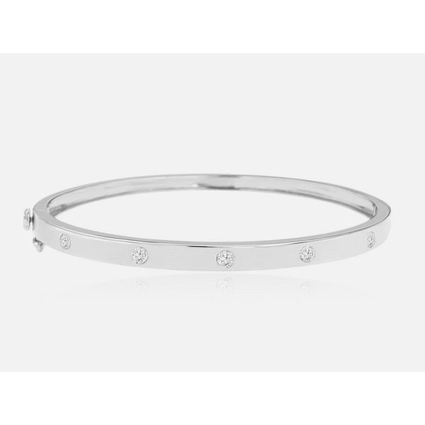 14K White Gold Diamond Bangle Length 6 Inches Quality Gem LLC Bethel, CT