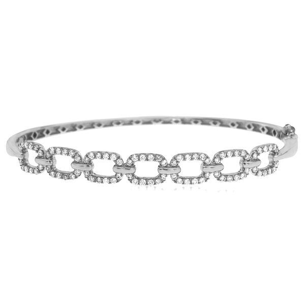 14K White Gold Open Link Diamond Bangle Bracelet Quality Gem LLC Bethel, CT