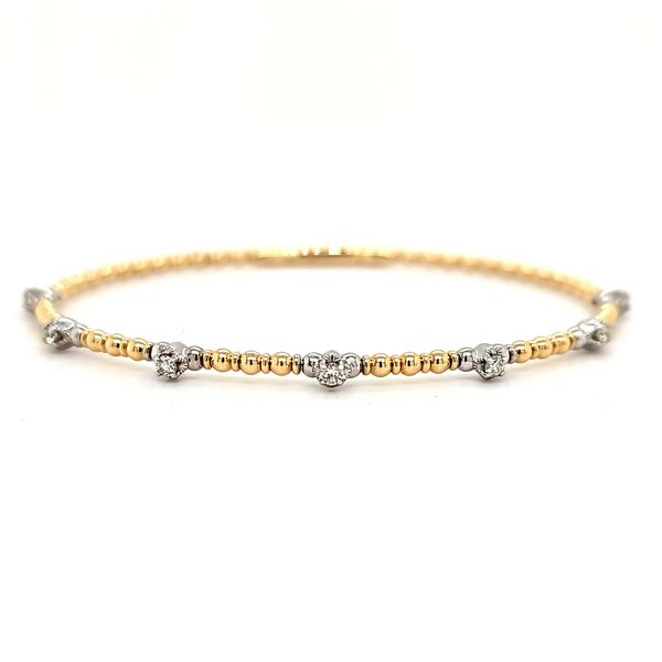 14K Two Tone Diamond Flexible Bangle Bracelet Quality Gem LLC Bethel, CT