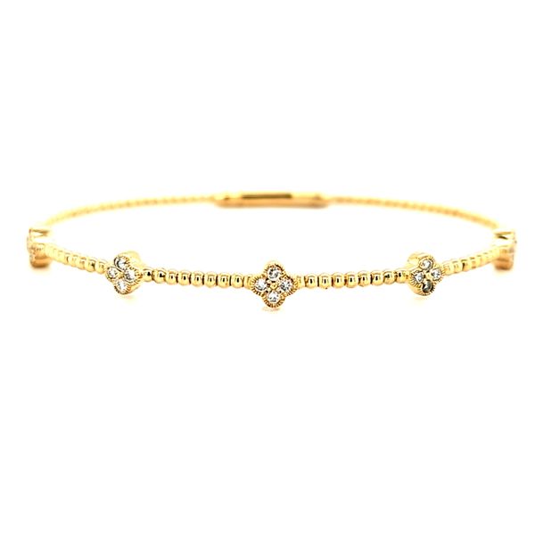 14K Yellow Gold Diamond Clover Flexible Bangle Bracelet Quality Gem LLC Bethel, CT