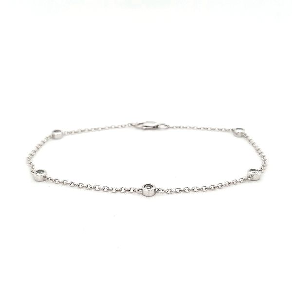 14K White Gold Diamond Station Bracelet length 7 Inches Image 2 Quality Gem LLC Bethel, CT