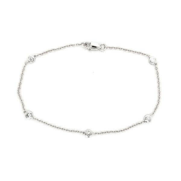 14K White Gold Diamond Station Bracelet length 7 Inches Quality Gem LLC Bethel, CT