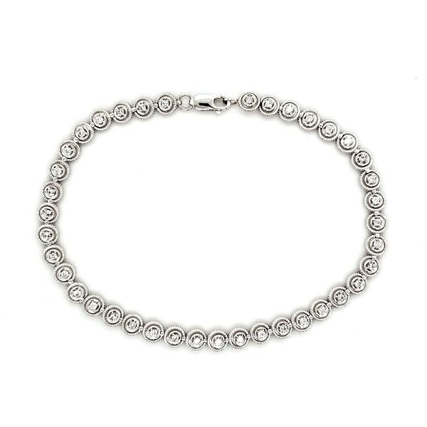 14K White Gold Beaded Edge Diamond Link Bracelet Quality Gem LLC Bethel, CT