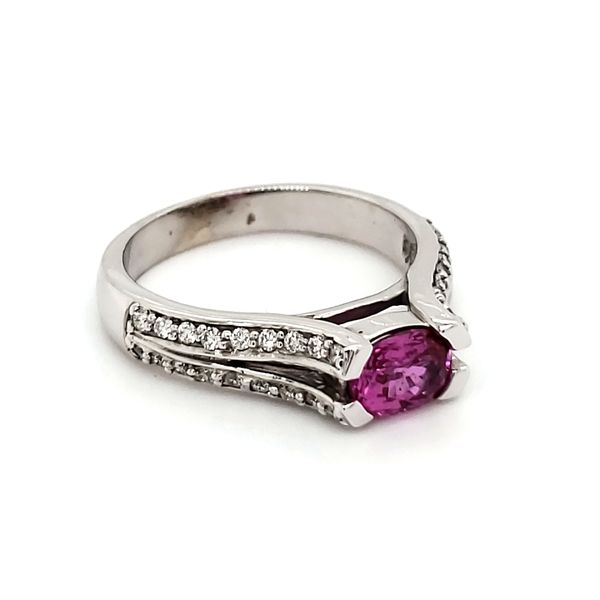 14K White Gold Pink Sapphire & Diamond Ring Image 2 Quality Gem LLC Bethel, CT