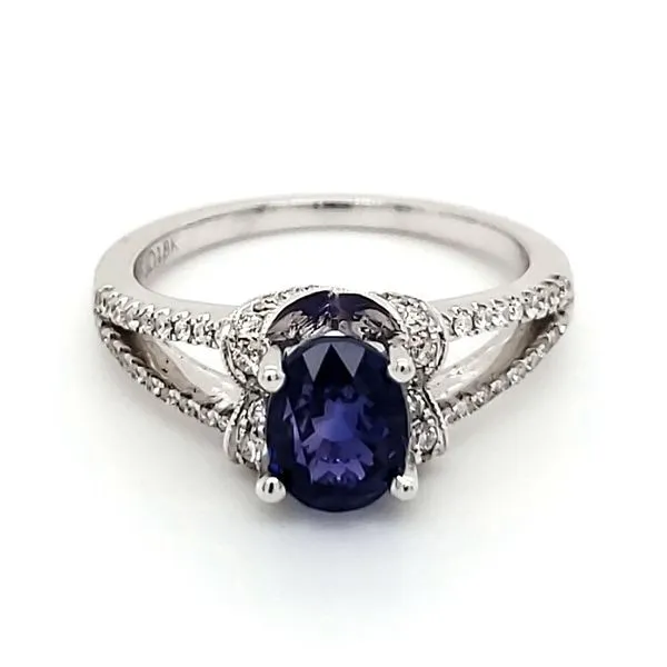 18K White Gold  Blue Sapphire & Diamond Ring Quality Gem LLC Bethel, CT