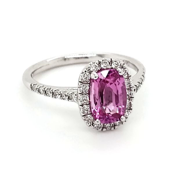14K White Gold Pink Sapphire & Diamond Ring Image 2 Quality Gem LLC Bethel, CT