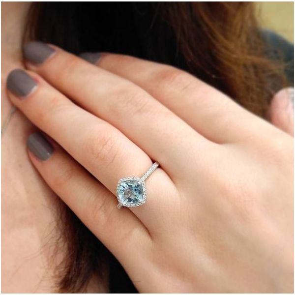 18K White Gold Aquamarine & Diamond Ring Image 2 Quality Gem LLC Bethel, CT