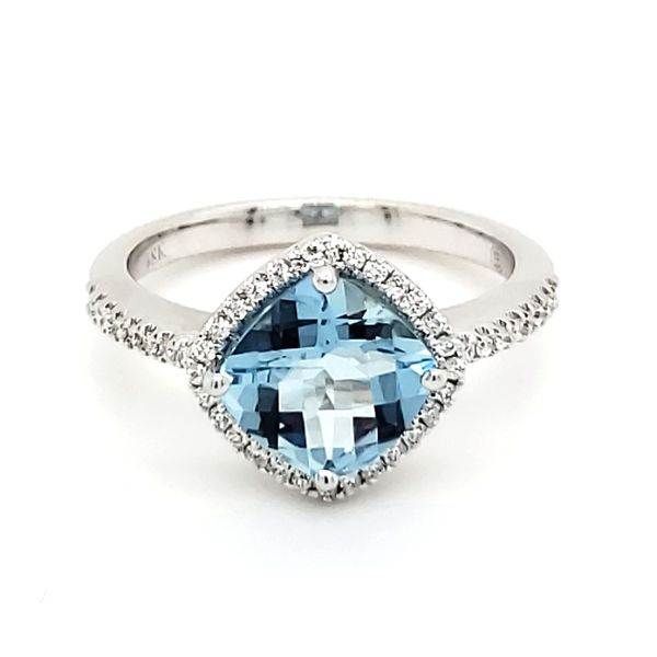 18K White Gold Aquamarine & Diamond Ring Image 3 Quality Gem LLC Bethel, CT