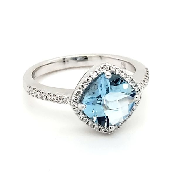 18K White Gold Aquamarine & Diamond Ring Image 4 Quality Gem LLC Bethel, CT