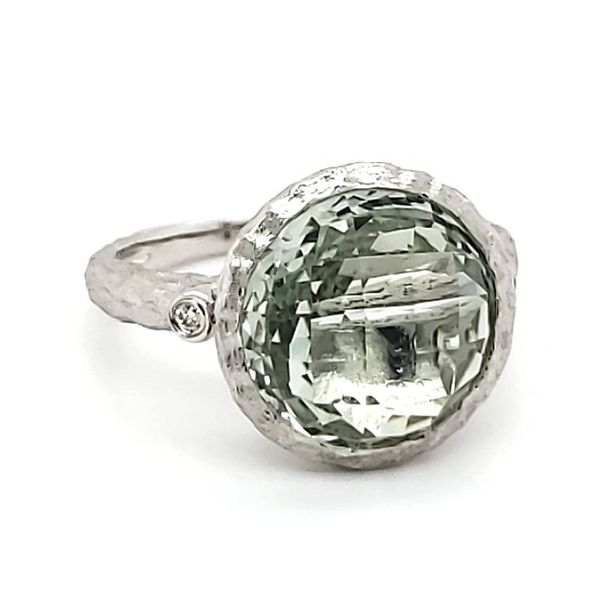14K White Gold Green Quartz & Diamond Ring Image 2 Quality Gem LLC Bethel, CT