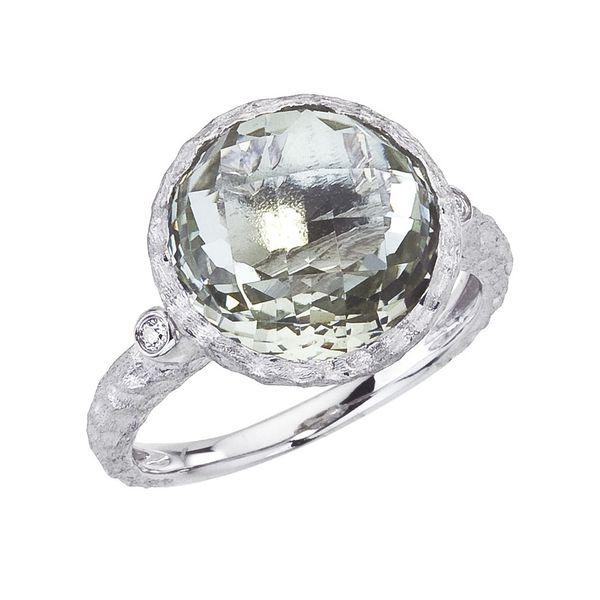 14K White Gold Green Quartz & Diamond Ring Image 4 Quality Gem LLC Bethel, CT