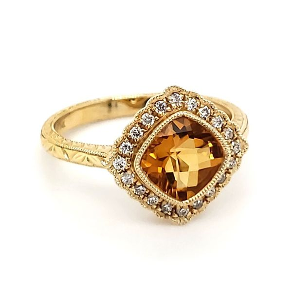 14K Yellow Gold Citrine & Diamond Ring Image 2 Quality Gem LLC Bethel, CT