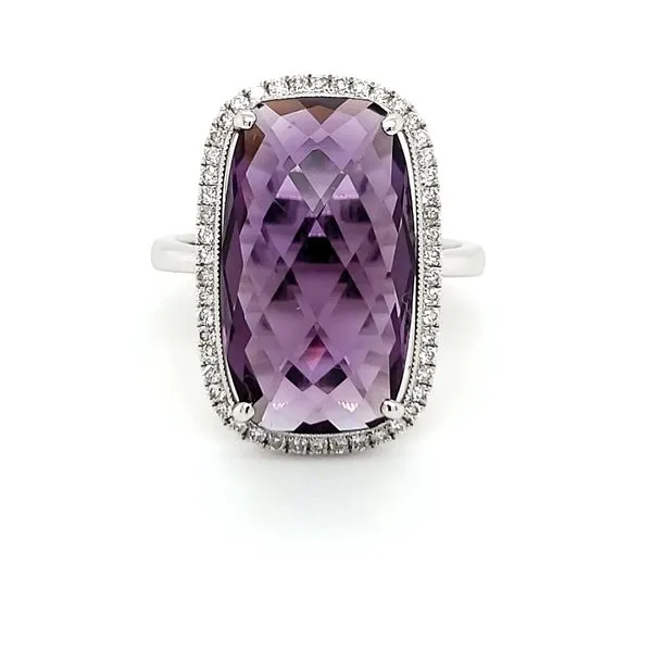 14K White Gold Amethyst & Diamond Statement Ring Quality Gem LLC Bethel, CT