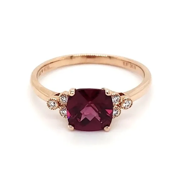 14K Rose Gold Rhodolite Garnet & Diamond Ring Image 2 Quality Gem LLC Bethel, CT