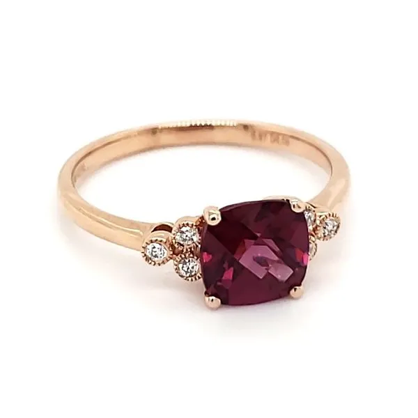 14K Rose Gold Rhodolite Garnet & Diamond Ring Image 3 Quality Gem LLC Bethel, CT