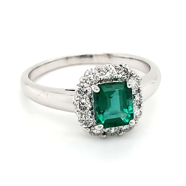 18K White Gold Emerald & Diamond Ring Image 2 Quality Gem LLC Bethel, CT