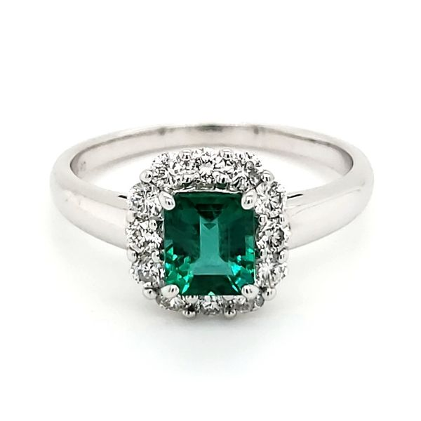 18K White Gold Emerald & Diamond Ring Quality Gem LLC Bethel, CT