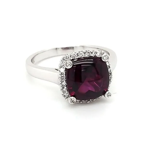 14K White Gold Rhodolite Garnet & Diamond Ring Image 2 Quality Gem LLC Bethel, CT