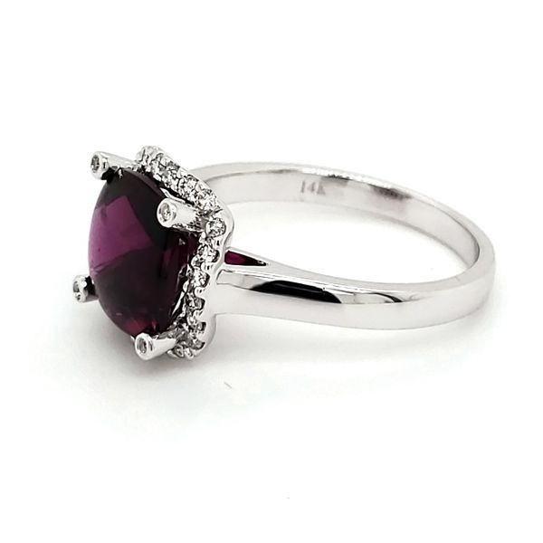 14K White Gold Rhodolite Garnet & Diamond Ring Image 3 Quality Gem LLC Bethel, CT