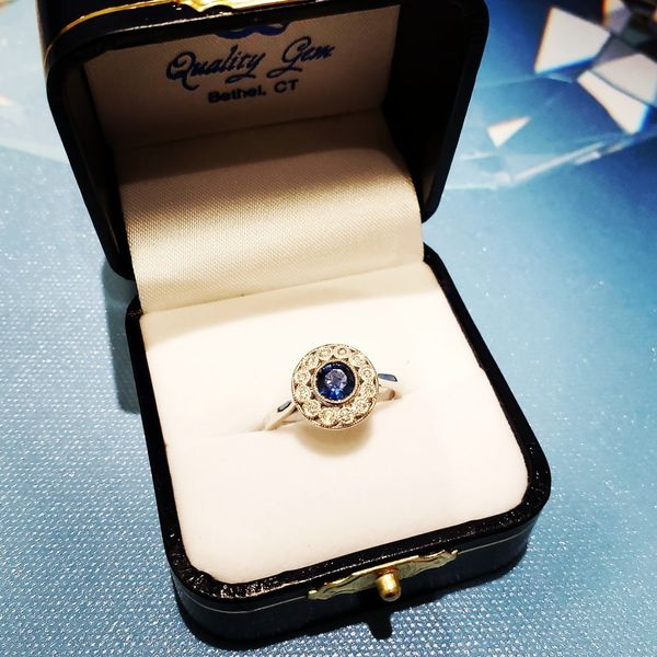 14K White Gold Sapphire & Diamond Ring Image 3 Quality Gem LLC Bethel, CT