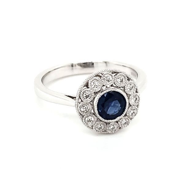 14K White Gold Sapphire & Diamond Ring Image 4 Quality Gem LLC Bethel, CT