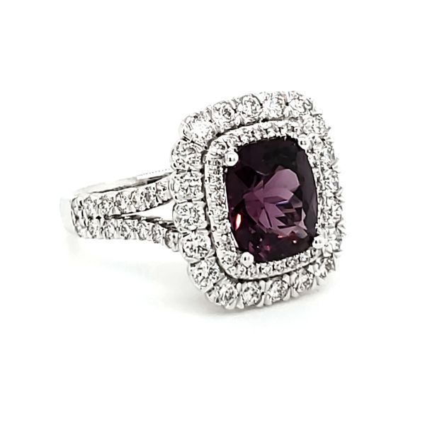 14K White Gold Purple Spinel & Diamond Halo Statement Ring Image 2 Quality Gem LLC Bethel, CT