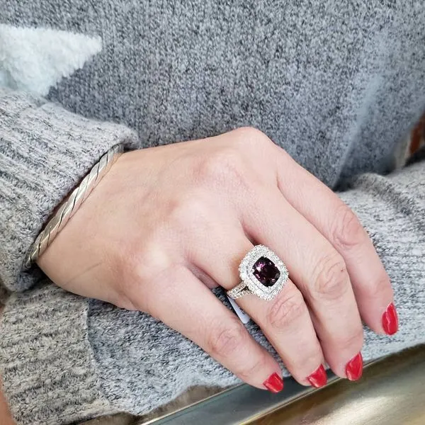 14K White Gold Purple Spinel & Diamond Halo Statement Ring Image 3 Quality Gem LLC Bethel, CT
