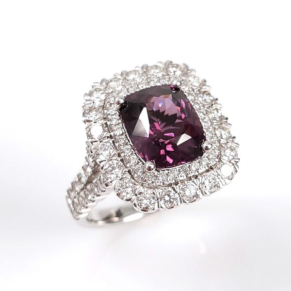 14K White Gold Purple Spinel & Diamond Halo Statement Ring Image 4 Quality Gem LLC Bethel, CT