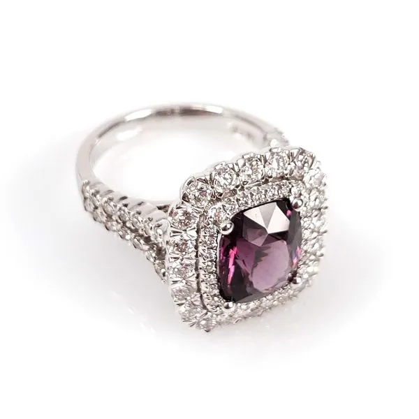 14K White Gold Purple Spinel & Diamond Halo Statement Ring Image 5 Quality Gem LLC Bethel, CT