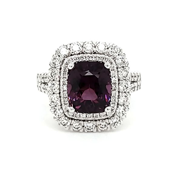 14K White Gold Purple Spinel & Diamond Halo Statement Ring Quality Gem LLC Bethel, CT