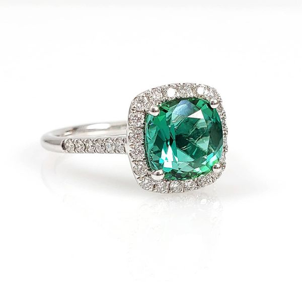 14K White Gold Green Tourmaline & Diamond Ring Image 5 Quality Gem LLC Bethel, CT