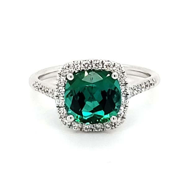 14K White Gold Green Tourmaline & Diamond Ring Quality Gem LLC Bethel, CT