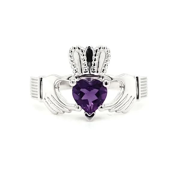 14K White Gold Amethyst Claddagh Ring Quality Gem LLC Bethel, CT