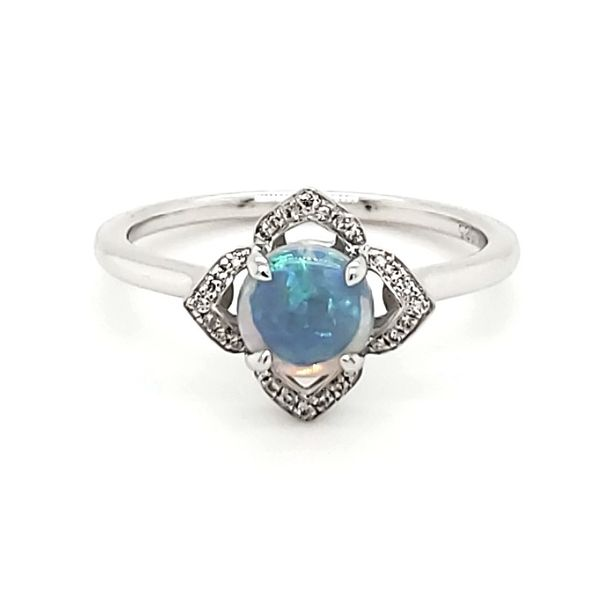 14K White Gold Opal & Diamond Ring Quality Gem LLC Bethel, CT