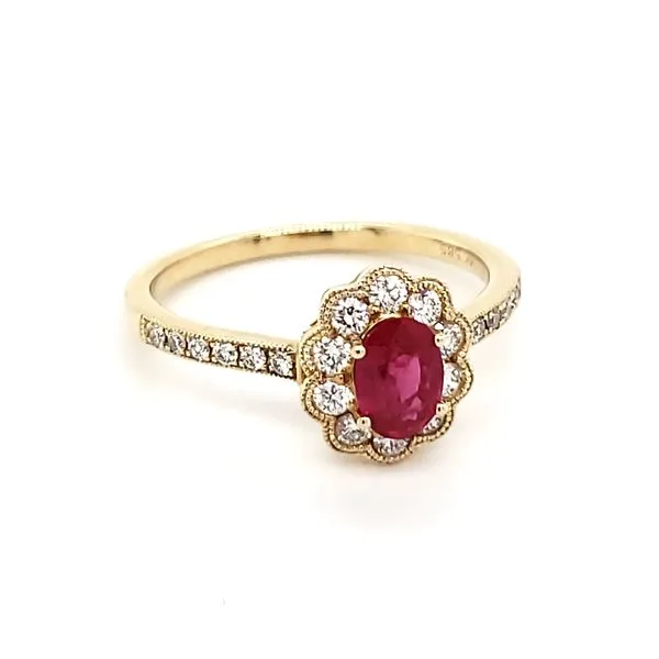 14K Yellow Gold Ruby & Diamond Ring Image 2 Quality Gem LLC Bethel, CT