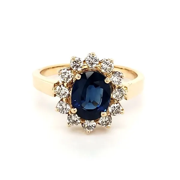 14K Yellow Gold Sapphire & Diamond Ring Image 3 Quality Gem LLC Bethel, CT
