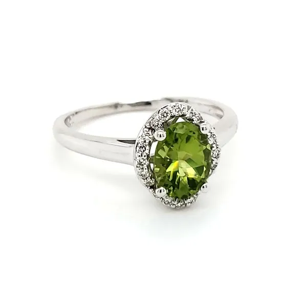 14K White Gold Peridot & Diamond Ring Image 2 Quality Gem LLC Bethel, CT