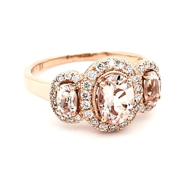 14K Rose Gold Triple Halo Morganite & Diamond Ring Image 2 Quality Gem LLC Bethel, CT