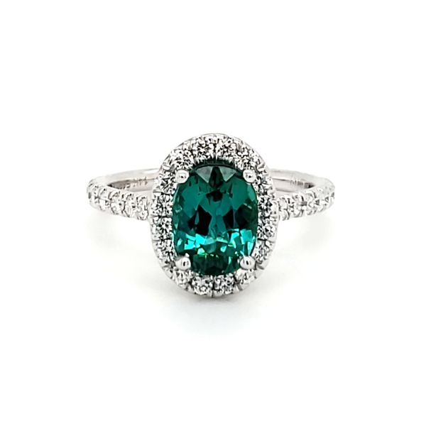 14K White Gold Green Tourmaline & Diamond Ring Image 2 Quality Gem LLC Bethel, CT
