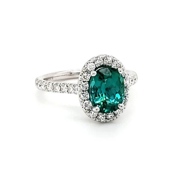 14K White Gold Green Tourmaline & Diamond Ring Image 3 Quality Gem LLC Bethel, CT